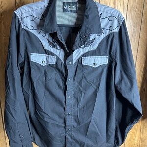 RUDE Black and Gray Western Rockabilly Shirt